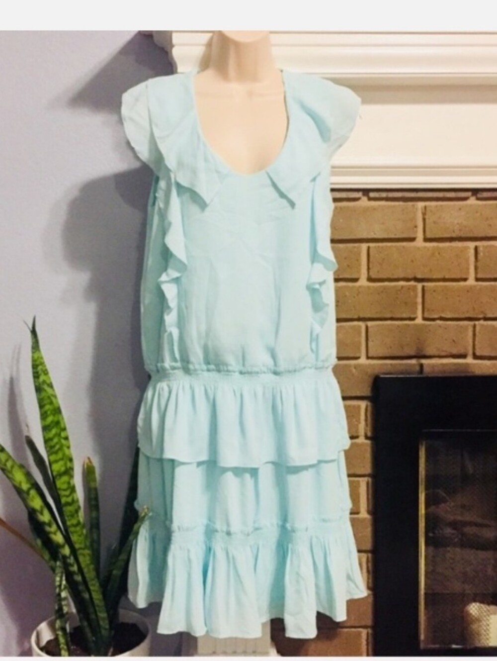 Banana Republic Light Blue Ruffle Tiered Dress